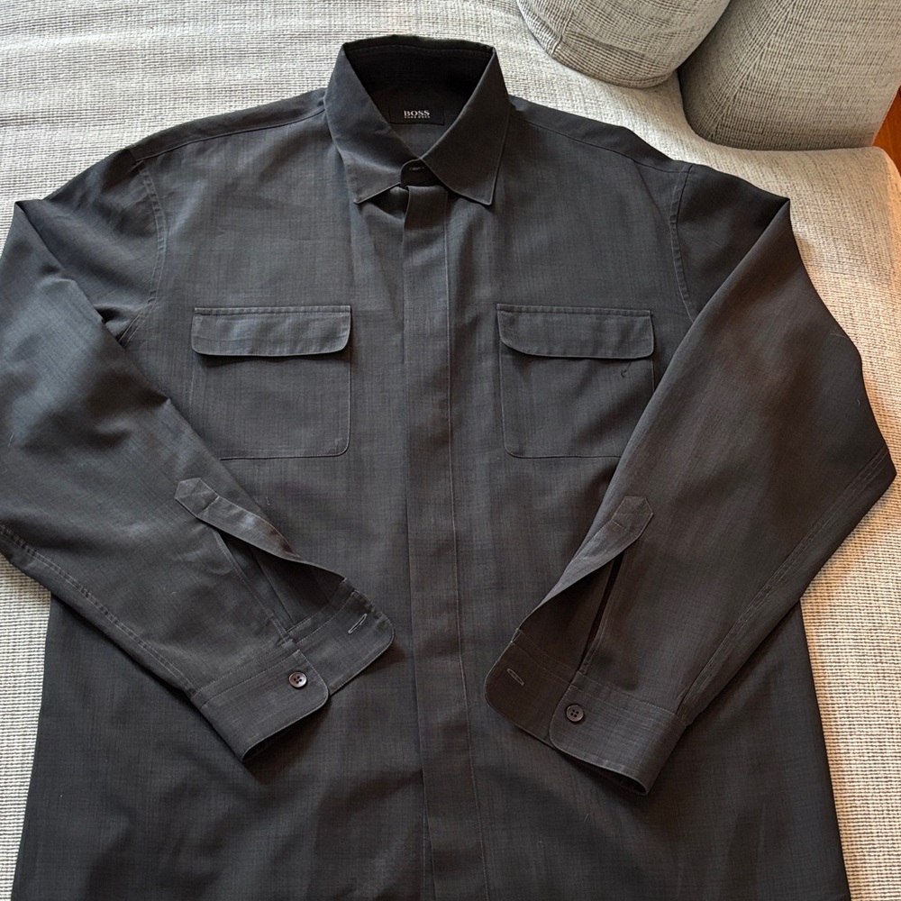 Hugo Boss Charcoal Long Sleeve Dress Shirt